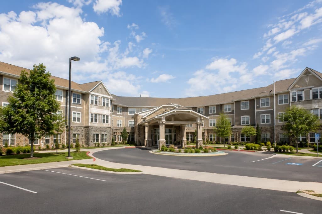 Post-acute care facility entrance and surrounding grounds