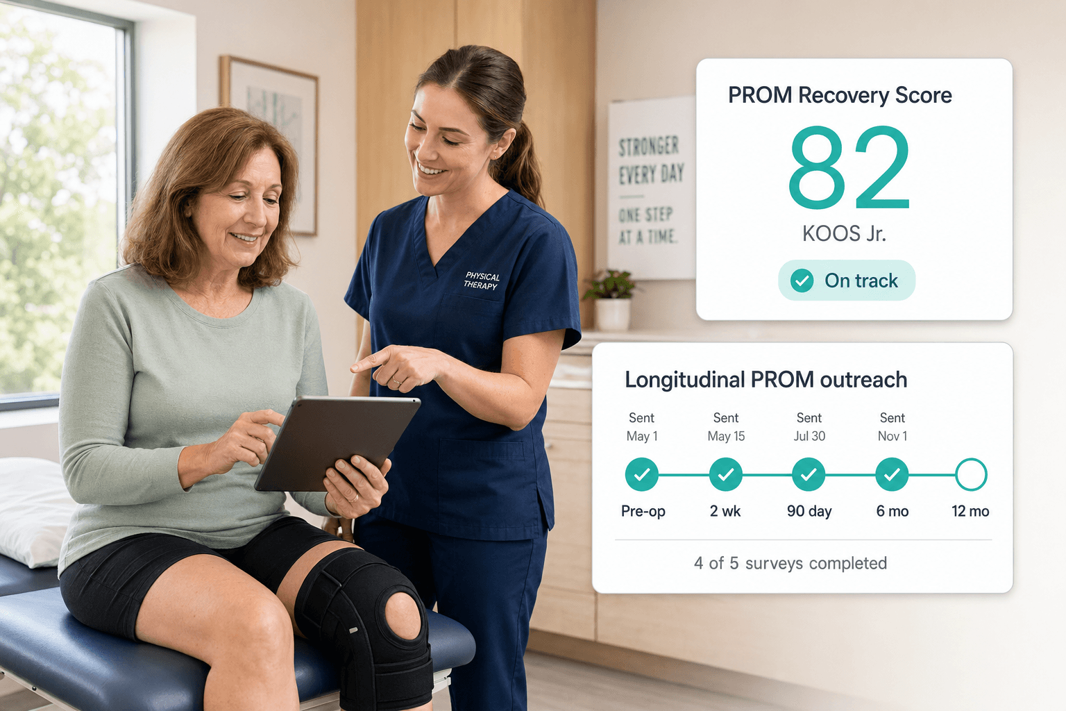 Patient-reported outcomes workflow with mobile survey context
